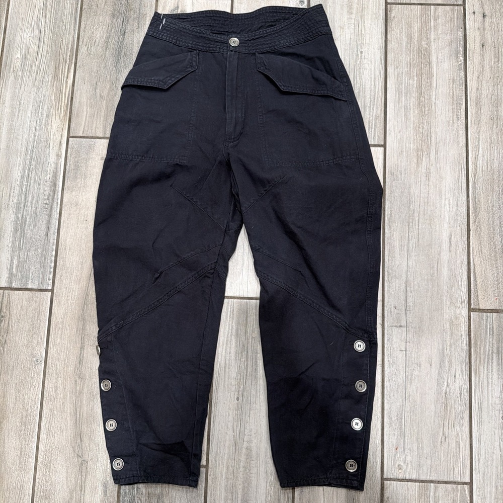 Zara SRPLS Women Cargo Crop Button Pants Black XS